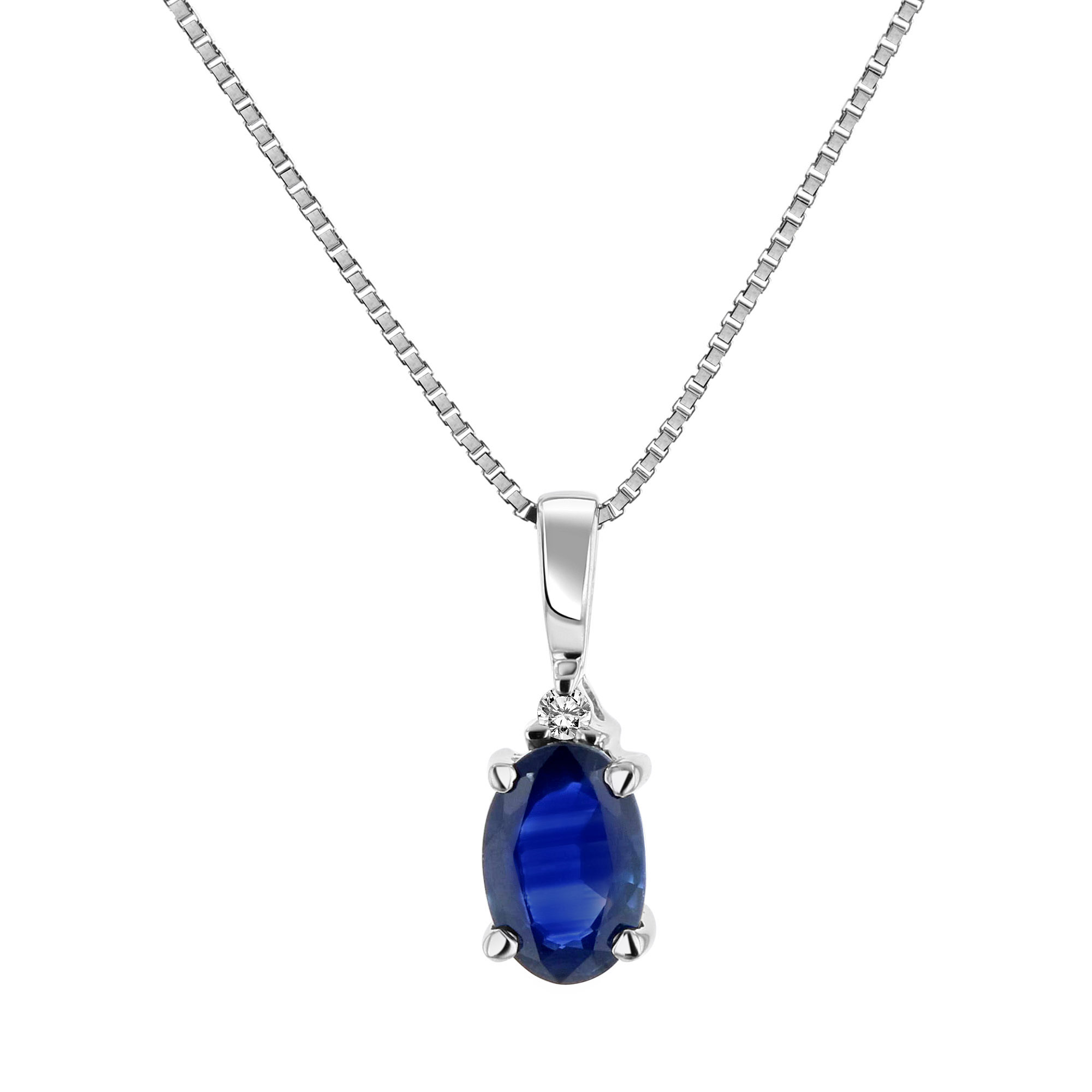 0.40ct tw Diamond and Oval Sapphire Pendant in 14k Gold