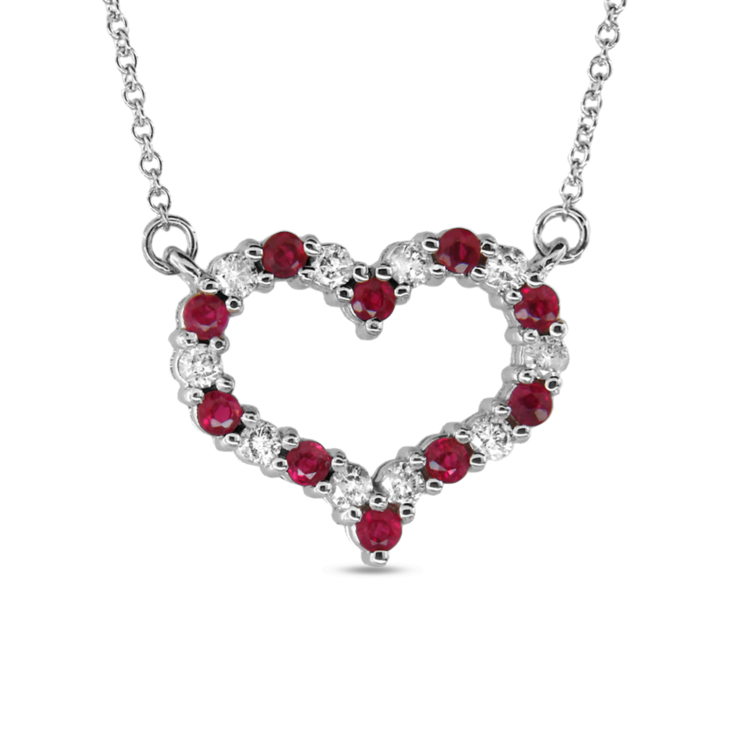 View 0.35ctw Diamond and Ruby Pendant in 14k White Gold