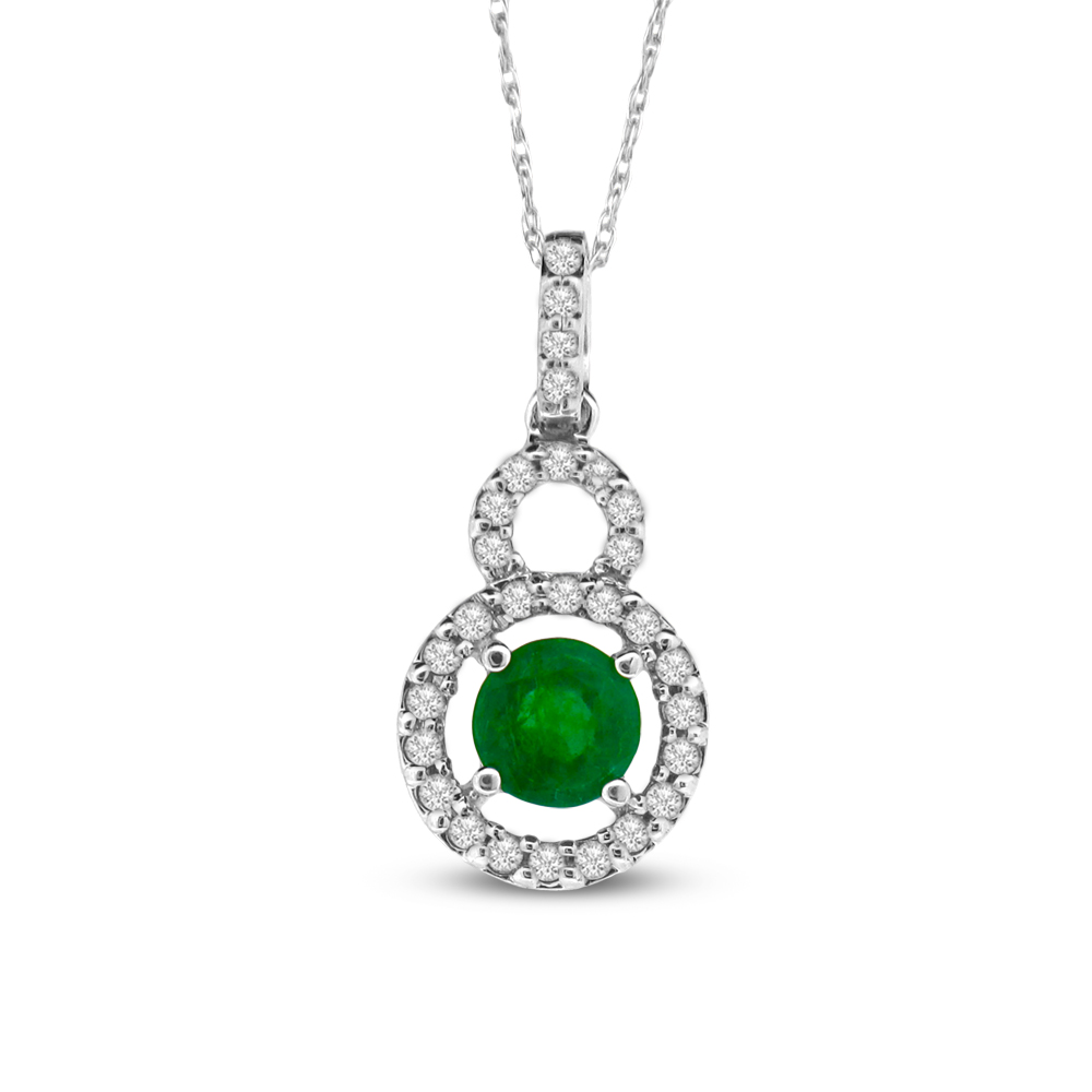 0.65cttw Diamond and Emerald Pendant set in 14k Gold