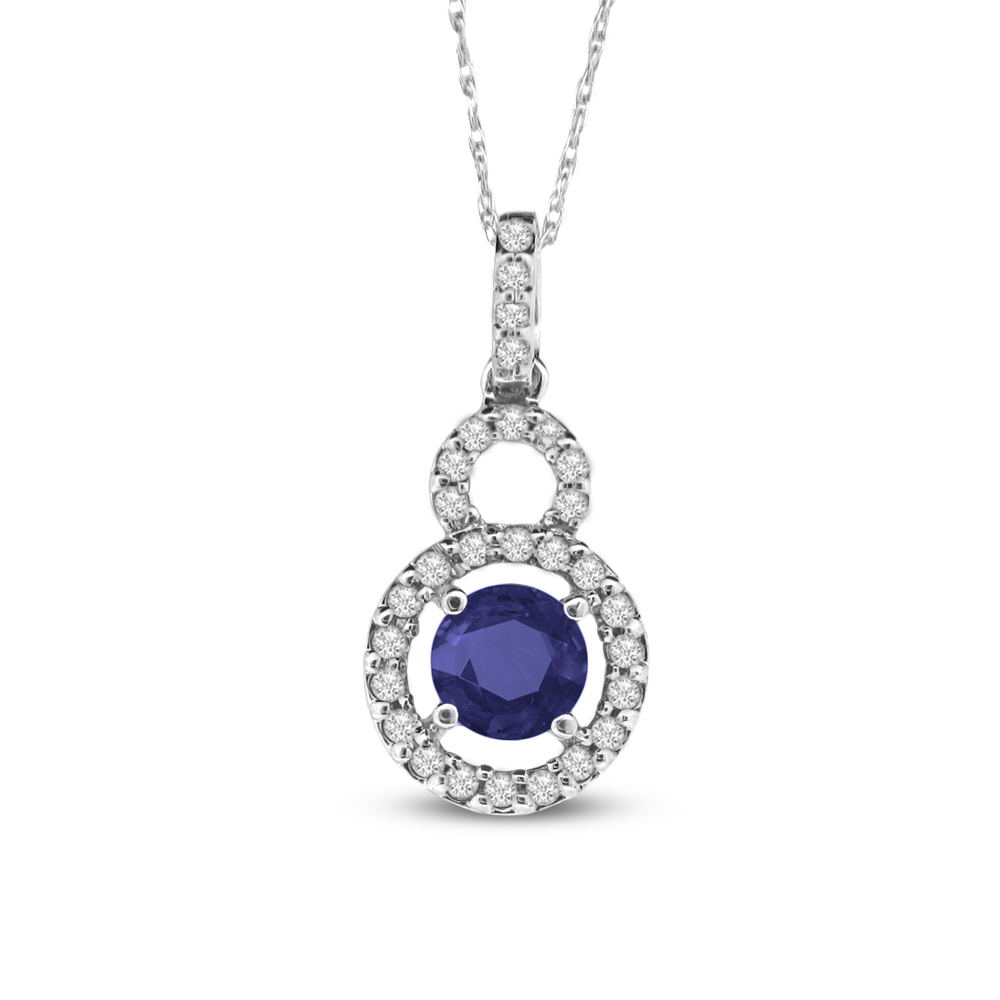 0.90cttw Diamond and Sapphire Pendant set in 14k Gold
