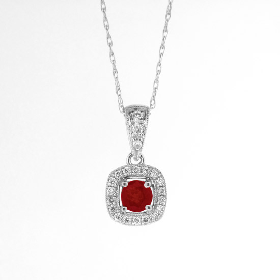 0.52cttw Natural Heated Ruby and Diamond Pendant in 14k Gold