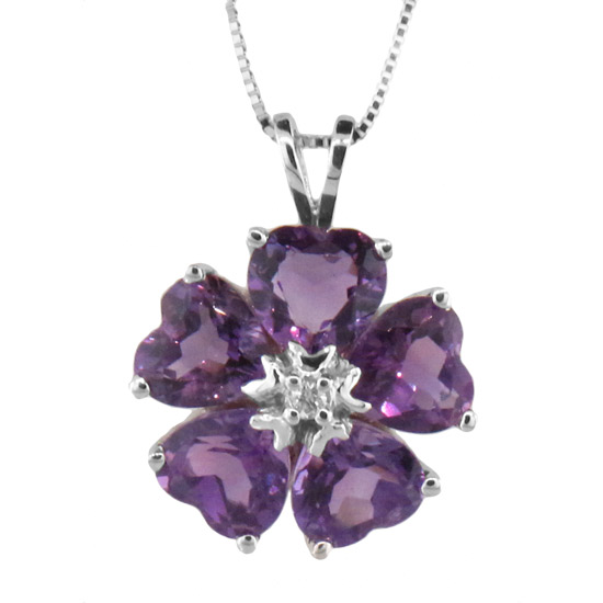 3.52cttw Amethyst and Diamond Pendant in 14k Gold