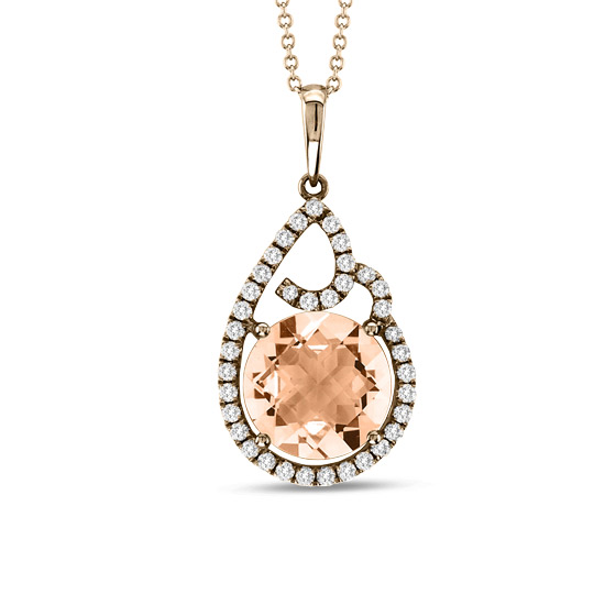View 3.43cttw Diamond and Morganite Fashion Pendant in 14k Rose Gold