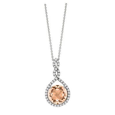 View 3.57cttw Diamond and Morganite Fashion Pendant in 14k White Gold