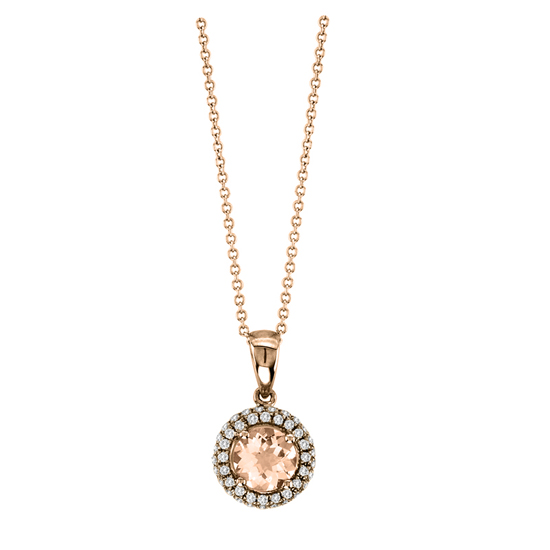 View 1.01cttw Diamond and Morganite Fashion Pendant in 14k Rose Gold