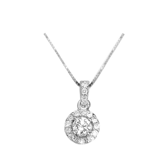 View 0.50cttw Diamond Cluster Pendant in 14k White Gold