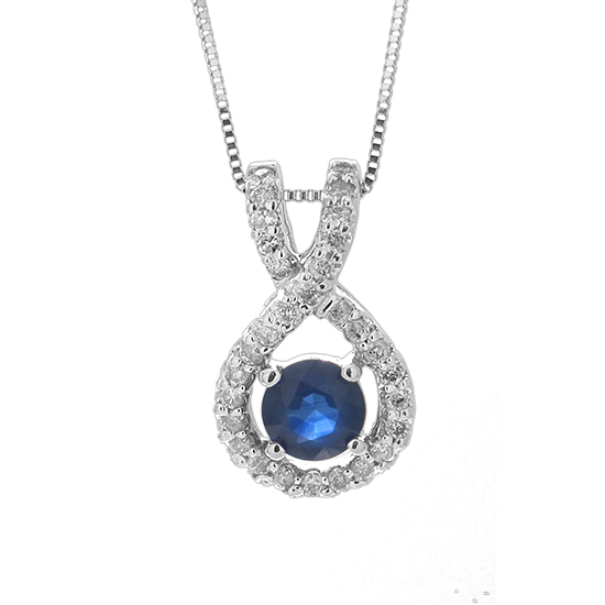 View 0.75cttw Diamond and Sapphire Pendant in 14k Gold