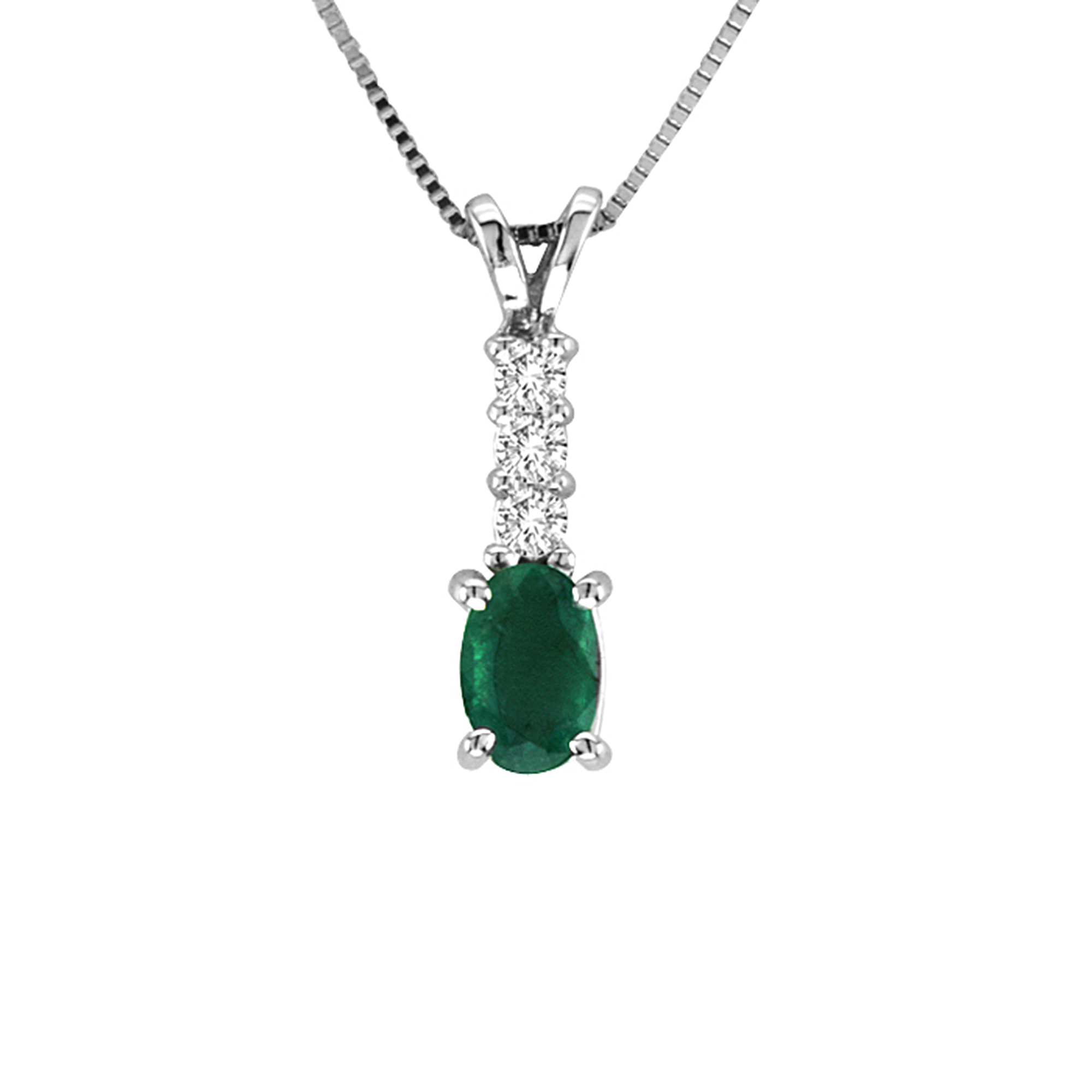 0.64cttw Emerald and Diamond Pendant in in 14k Gold