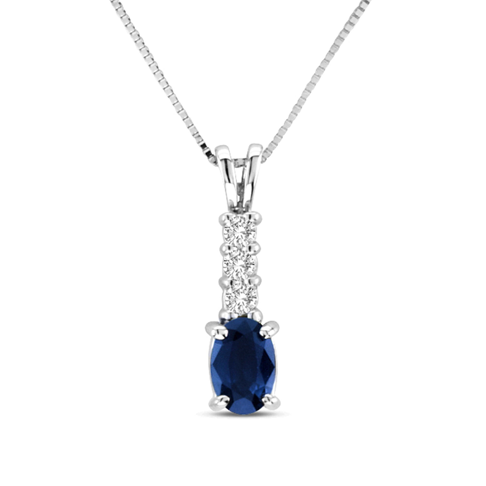 View 0.60cttw Sapphire and Diamond Pendant in 14K Gold