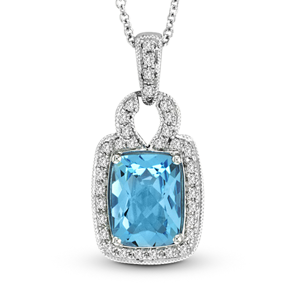 1.85ctw Diamond and Blue Topaz Fashion Pendant