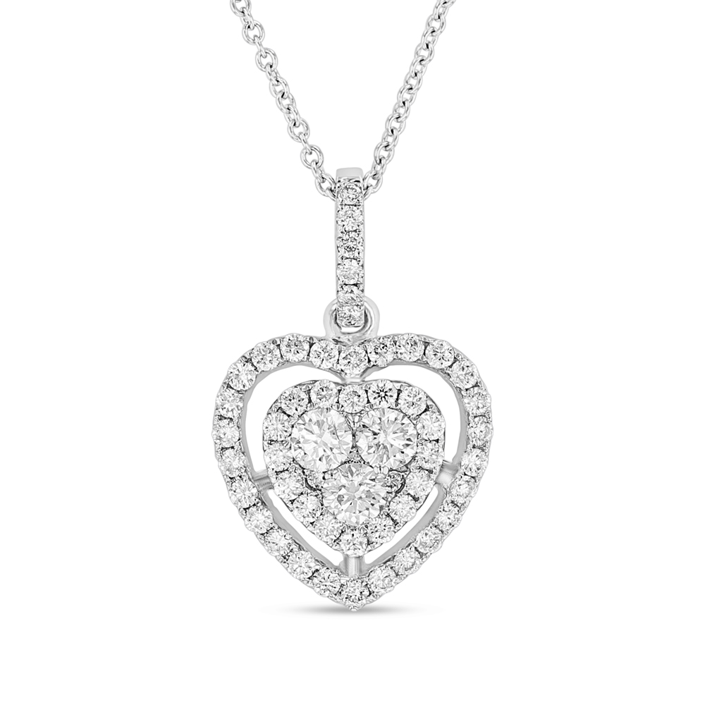 View 0.79ctw Diamond fashion Heart Pendant in 18k WG