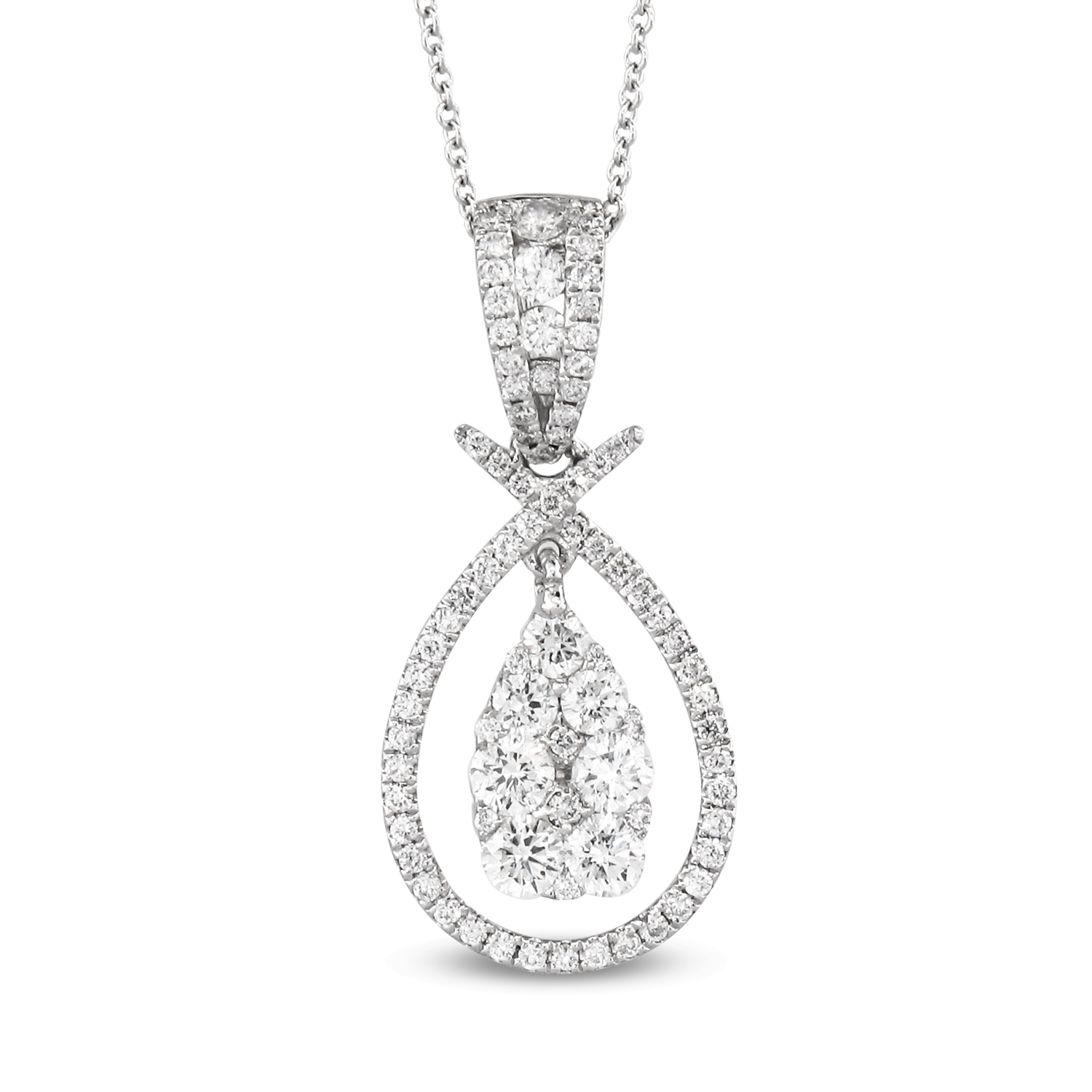 View 1.16ctw Diamond Pear Shaped Fashion Pendant in 18k WG