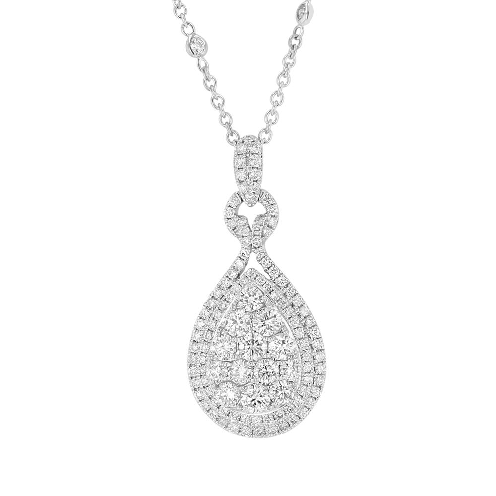 View 1.95ctw Diamond Pear Shaped Fashion Pendant with Diamond by the Yard Chain in 18k WG