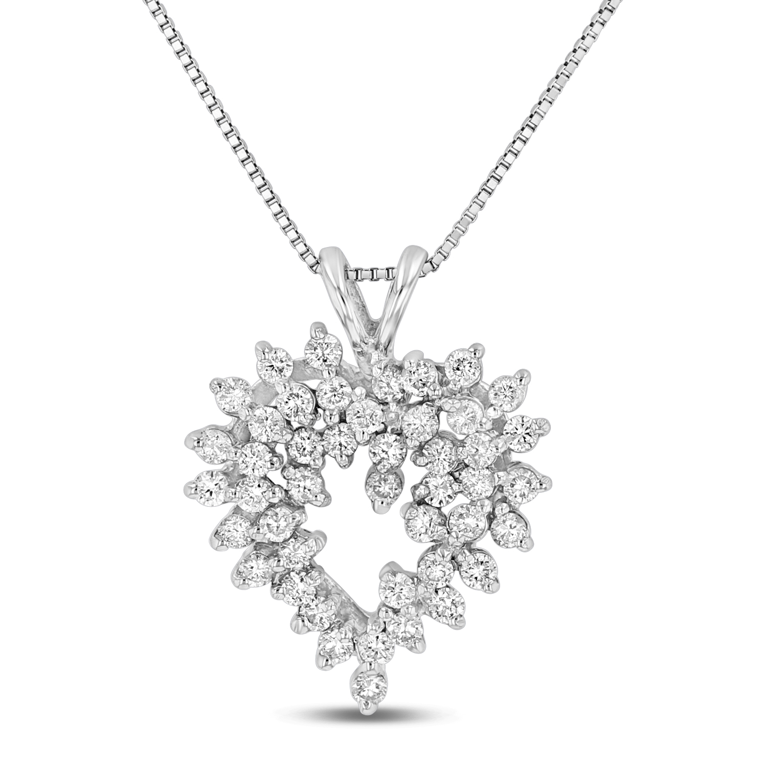 View 0.65ctw Diamond Heart Pendant in 14k White Gold