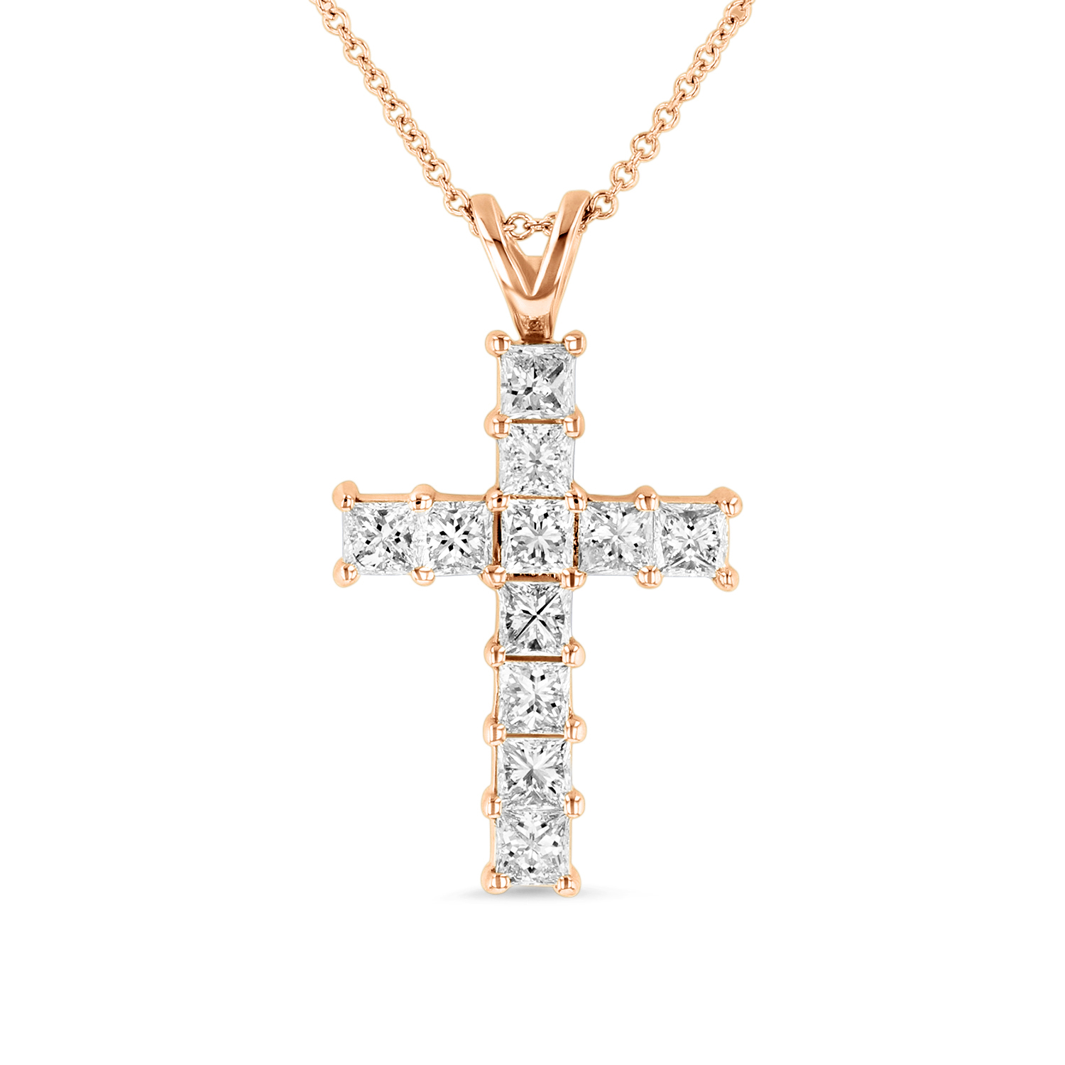 View 1.50ctw Diamond Cross Pendant in 14k Rose Gold