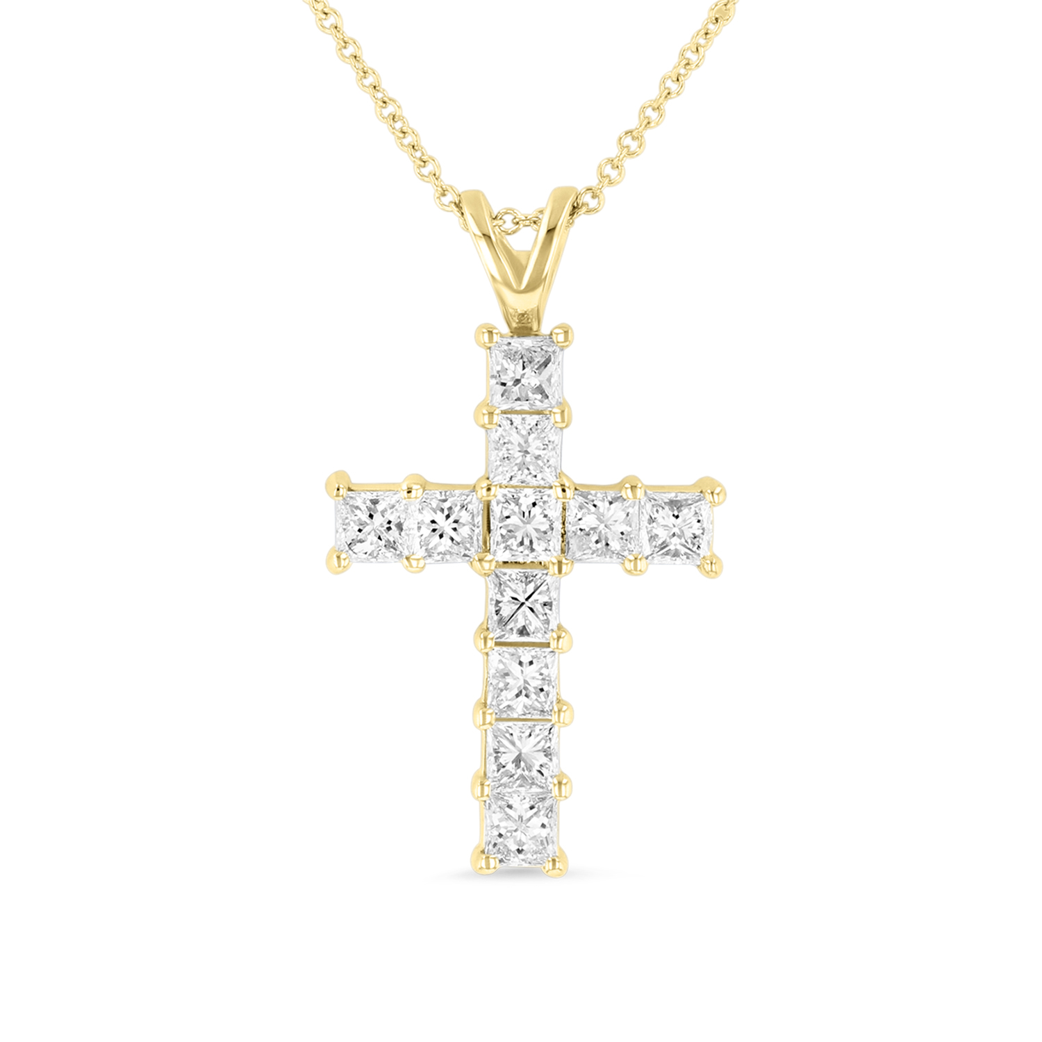 View 1.50ctw Diamond Cross Pendant in 14k Yellow Gold