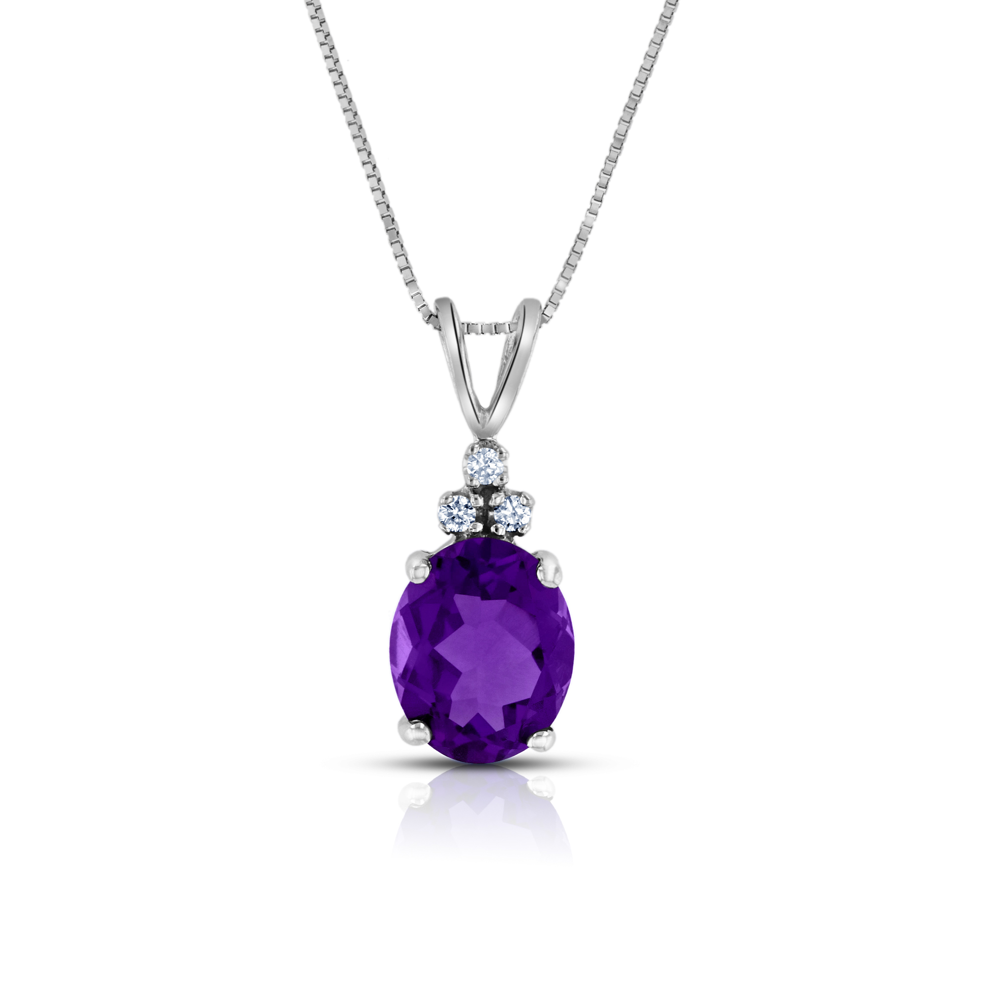 View 0.04ctw Diamond and Amethyst Pendant in 14k White Gold