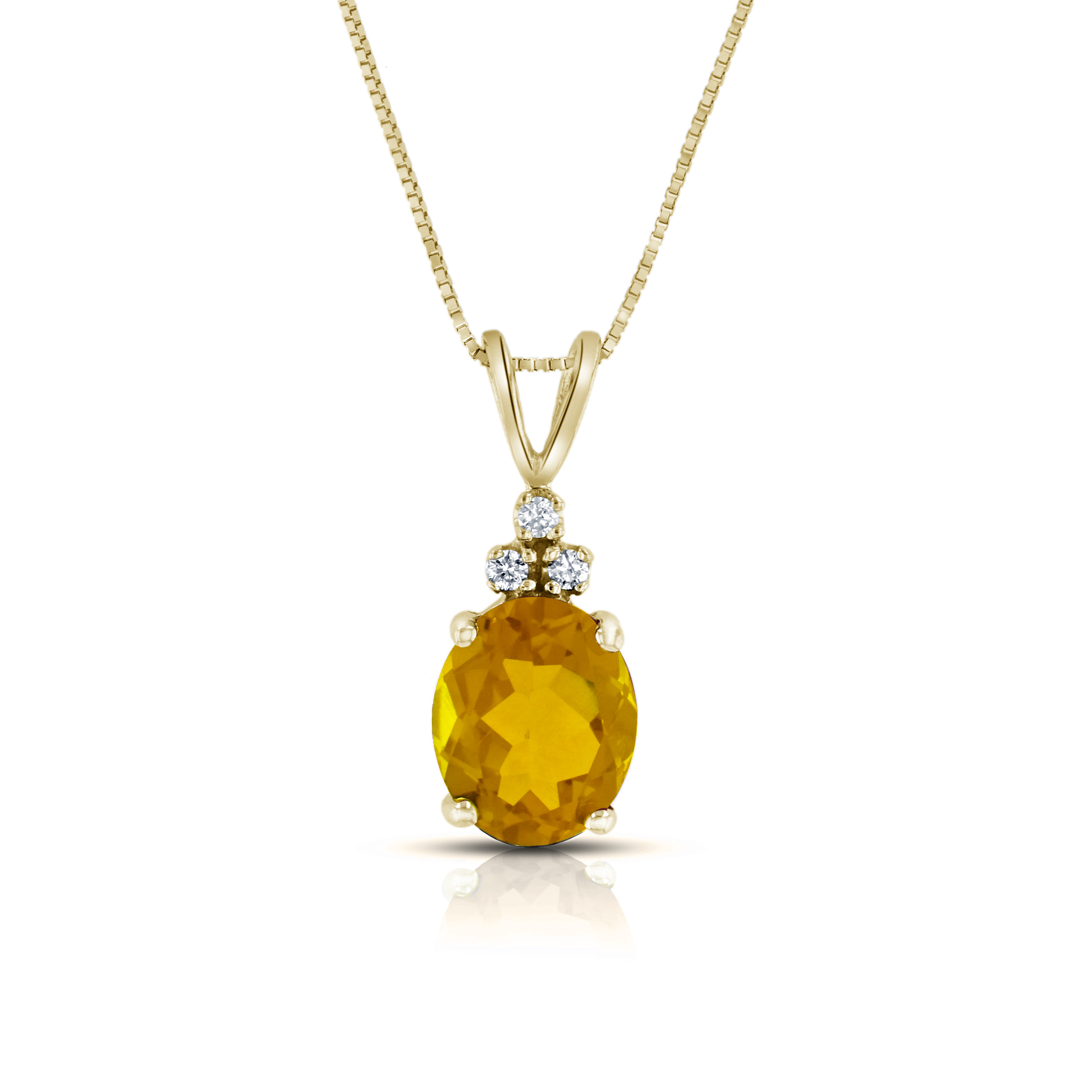 View 0.04ctw Diamond and Citrine Pendant in 14k Yellow Gold