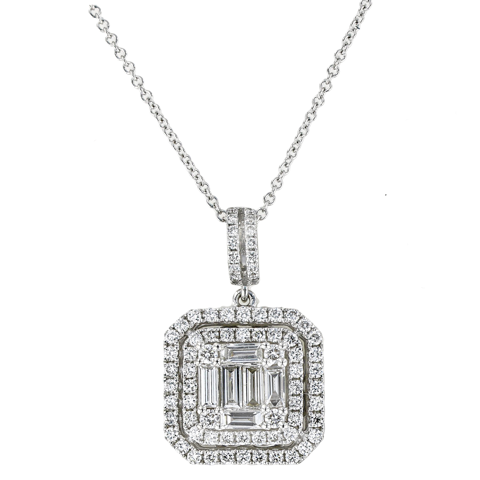 0.96ctw Diamond Fashion Pendant in 18k White Gold