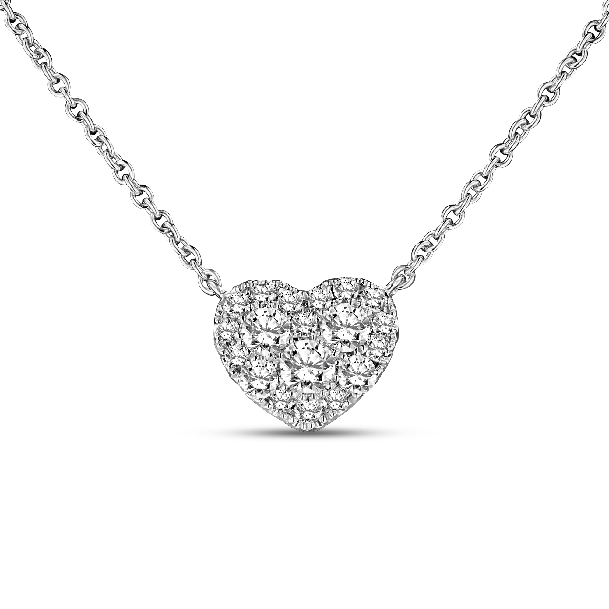 View 0.64ctw Diamond Heart Shaped Pendant in 18k White Gold