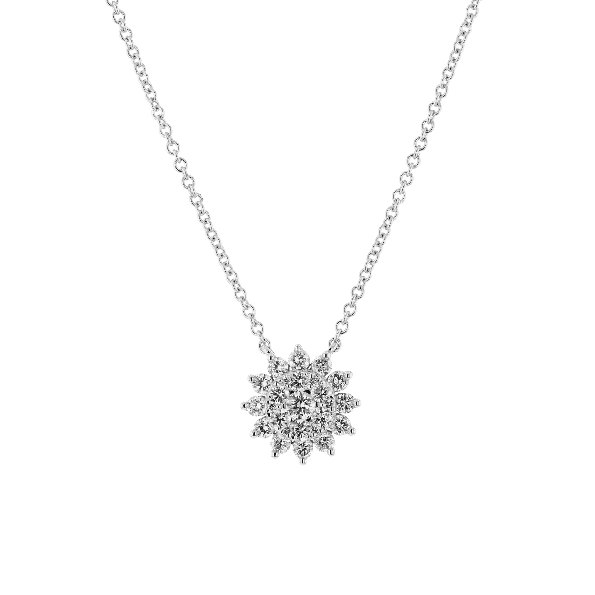 View 0.52ctw Diamond Floral Cluster Pendants in 18k White Gold