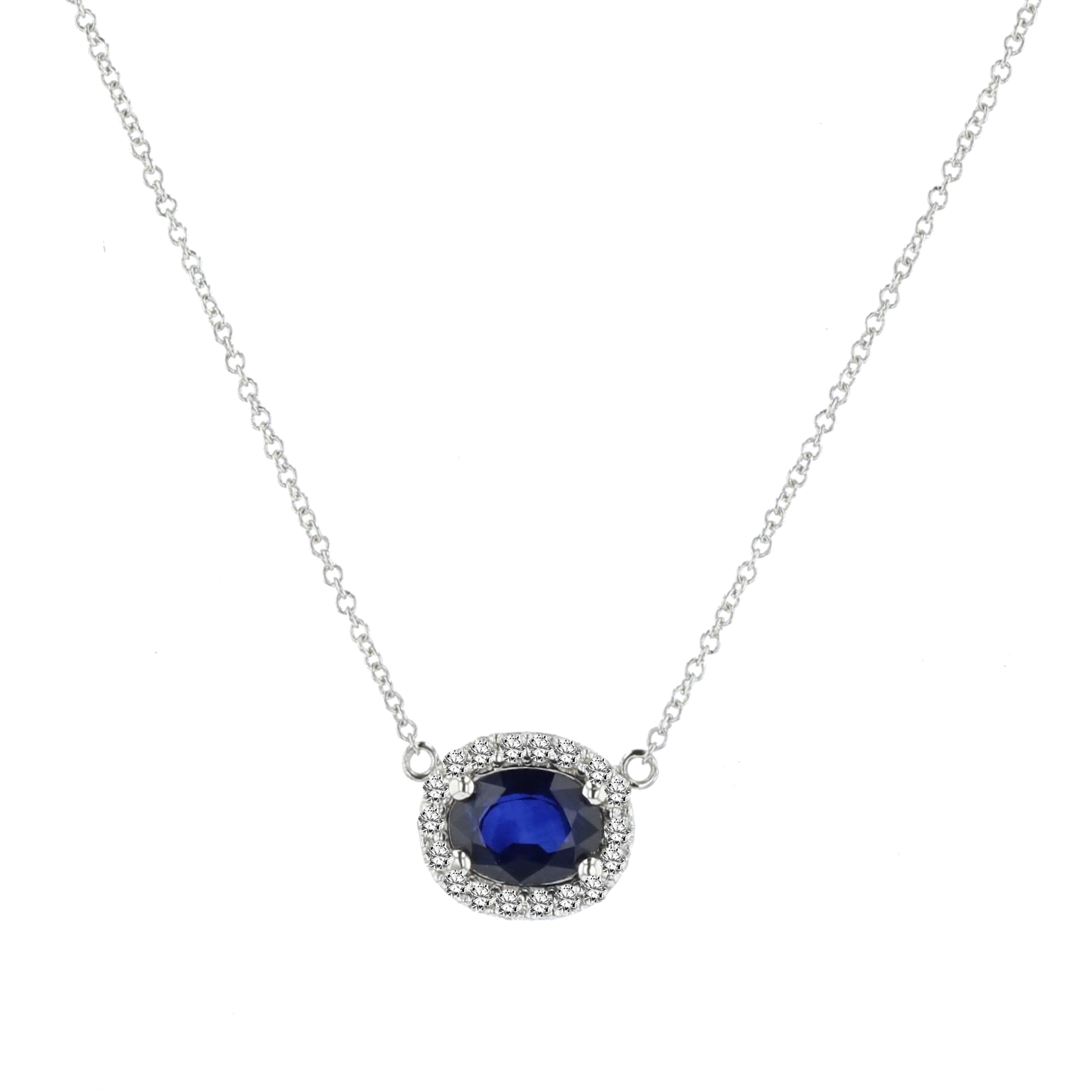 View 0.15ctw Diamond and Sapphire Pendant on 14k White Gold