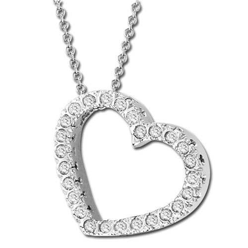 View 14k Gold 0.75 ct Diamond Heart Pendant with 16 inch Chain