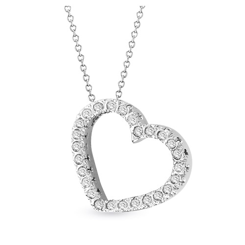 View 14k Gold 0.50 ct Diamond Heart Pendant with 16 inch Chain