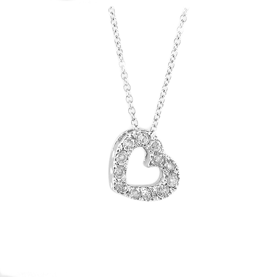 View 14k Gold 0.25 ct Small Diamond Heart Pendant with 16 inch Chain