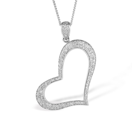View 14k Gold Micro Pave set Heart Pendant with 1.25ct tw of Diamonds 