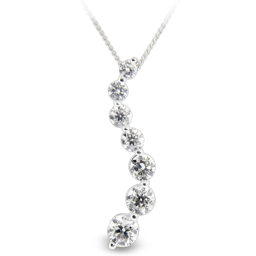 View 3.00ct tw Diamond 14k Gold Journey Pendant HI-SI quality Chain Included