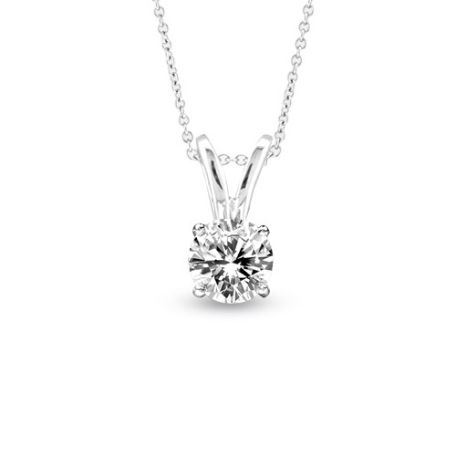 View 0.25ct Solitaire Pendant Set in 14k Gold I-I Quality Round Diamond