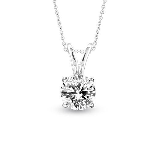 View 0.40ct Solitaire Pendant Set in 14k Gold I-I Quality Round Diamond