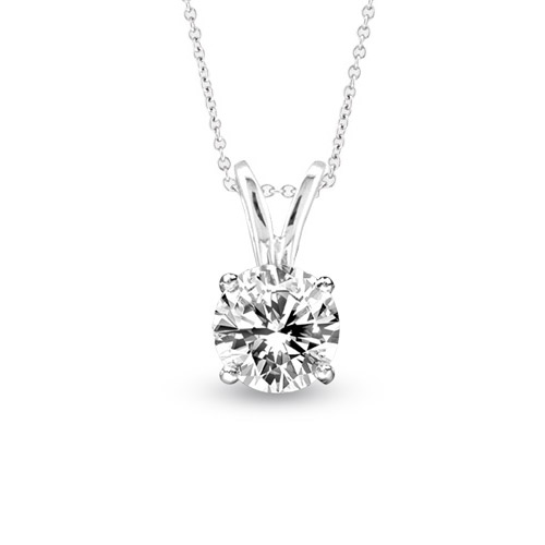 View 0.50ct Solitaire Pendant Set in 14k Gold I-I Quality Round Diamond