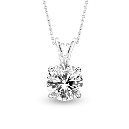 View 0.75ct Solitaire Pendant Set in 14k Gold I-I Quality Round Diamond
