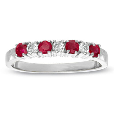 View 0.37cttw Natural Heated Ruby and Diamond Band set in 14k Gold