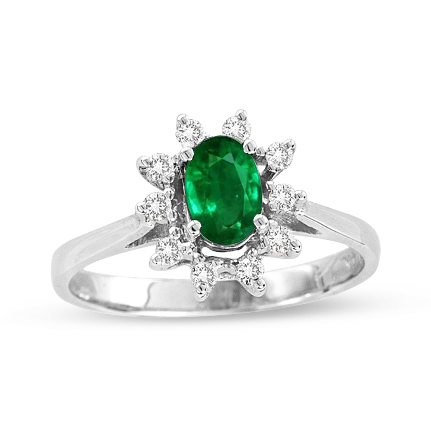 0.61ct tw Oval Emerald and Diamond Ring in 14k Gold