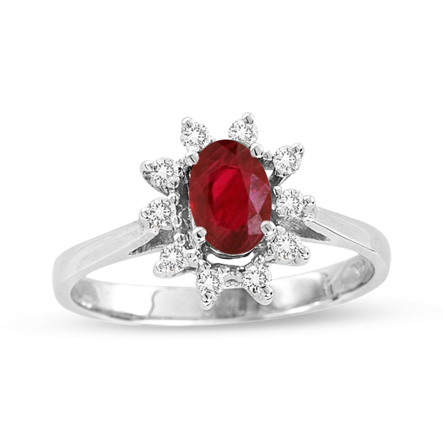 0.65ct tw Natural Heated Oval Ruby and Diamond Ring in 14k Gold