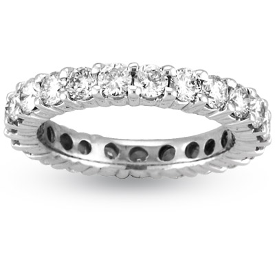 View 3.00ct tw H-I SI Quality Shared Prong All Around Eternity Band set in 14k Gold. Fit to Your Finger Size (R)