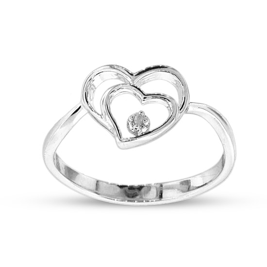 View Sterling Silver Double Heart Diamond Accent Ring (size 7 only)