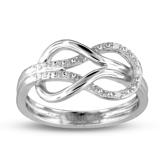 0.02 ct Sterling Silver Infinity Diamond Ring (Sizes 5,6,7,8 only)