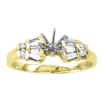 View 14k Gold Engagement Semi-Mount Ring with 0.40ct tw with Round & Baguette Diamonds