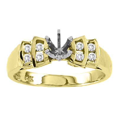 View 14k Gold Engagement Semi-Mount Ring with 0.12ct tw of Round Diamonds
