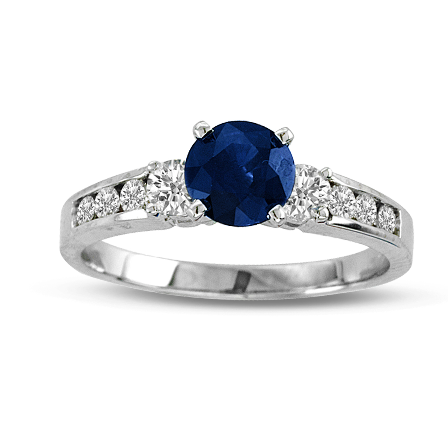 View 1.28cttw Round Sapphire and Diamond Engagement Ring set in 14k Gold