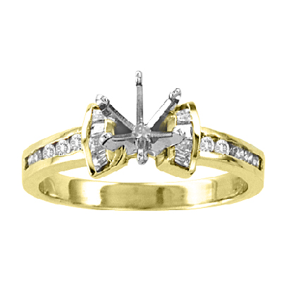 View 14k Gold Engagement Semi-Mount Ring with 0.35ct tw with Round & Baguette Diamonds