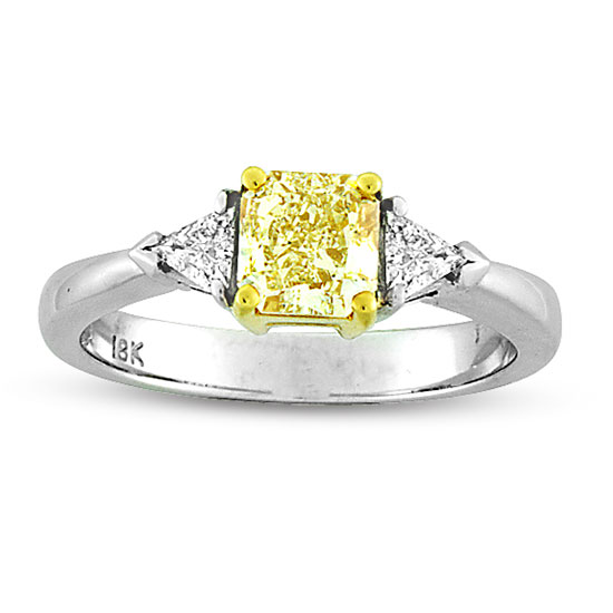 View 1.04ct Natural Fancy Yellow Three Stone Diamond Engagement Ring SI1 EGL Certificate 18K Gold