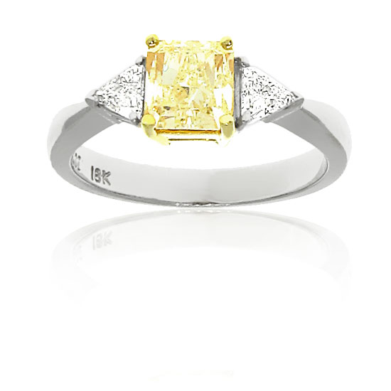 View 1.51ct Natural Fancy Yellow Three Stone Diamond Engagement Ring SI1 EGL Certificate 18k Gold