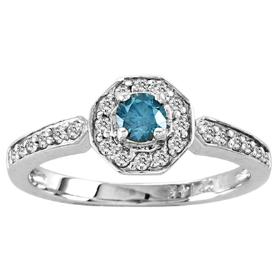 View 14k Gold ring with 0.50ct tw Blue & White Diamond