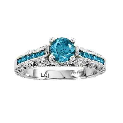 View 1.10ct tw Diamond Engagement Ring 0.70ct Blue Center