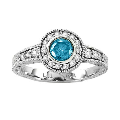 View 0.80ct tw Diamond Engagement Ring 0.50ct Blue Center